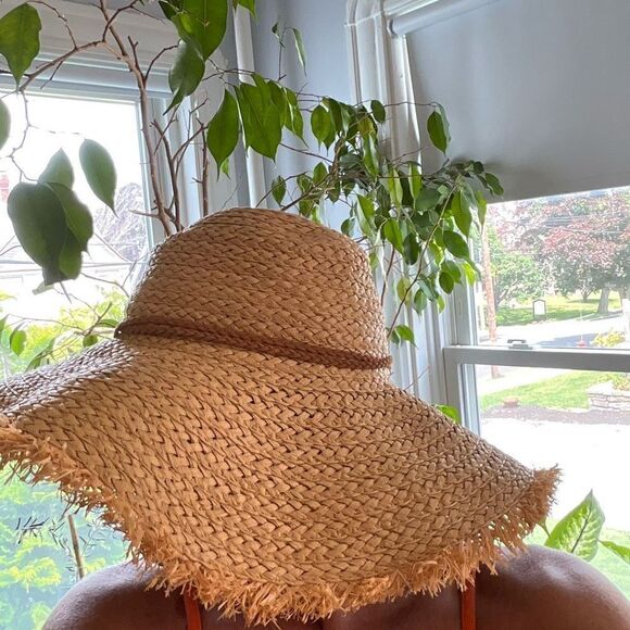 Large Floppy Brima Sun Hat w/ Leather Trim and Beaded Tassels coastalcowgirl - Picture 8 of 9
